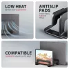 Axagon STND-VB Aluminiumständer für die vertikale Aufnahme von Laptops der Größe 10 Zoll – 17,3 Zoll. Einstellbare Schlitzbreite 9,5–25,5 mm. Schwarze Version.
