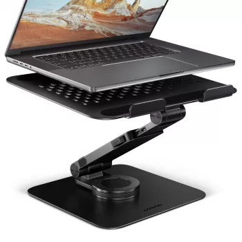 Laptop-Ständer AXAGON STND-LRB — Aluminium, 360°-Drehung, für 10 Zoll–17,3 Zoll, einstellbare Höhe bis 26 cm, Neigung 0–180°, schwarz