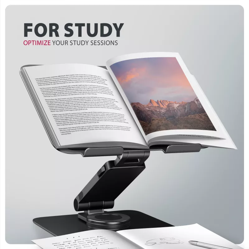 Laptop-Ständer AXAGON STND-LRB — Aluminium, 360°-Drehung, für 10 Zoll–17,3 Zoll, einstellbare Höhe bis 26 cm, Neigung 0–180°, schwarz