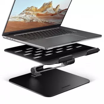 Laptop- & Tablet-Ständer AXAGON STND-LQB für 10 Zoll–17,3 Zoll, Aluminium, schwarz, höhenverstellbar 0–20,5 cm und neigbar 0–180°