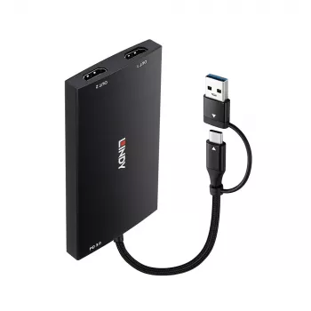 Lindy 43430 Videokabel-Adapter 0,11 m USB Type-C 2 x HDMI Schwarz
