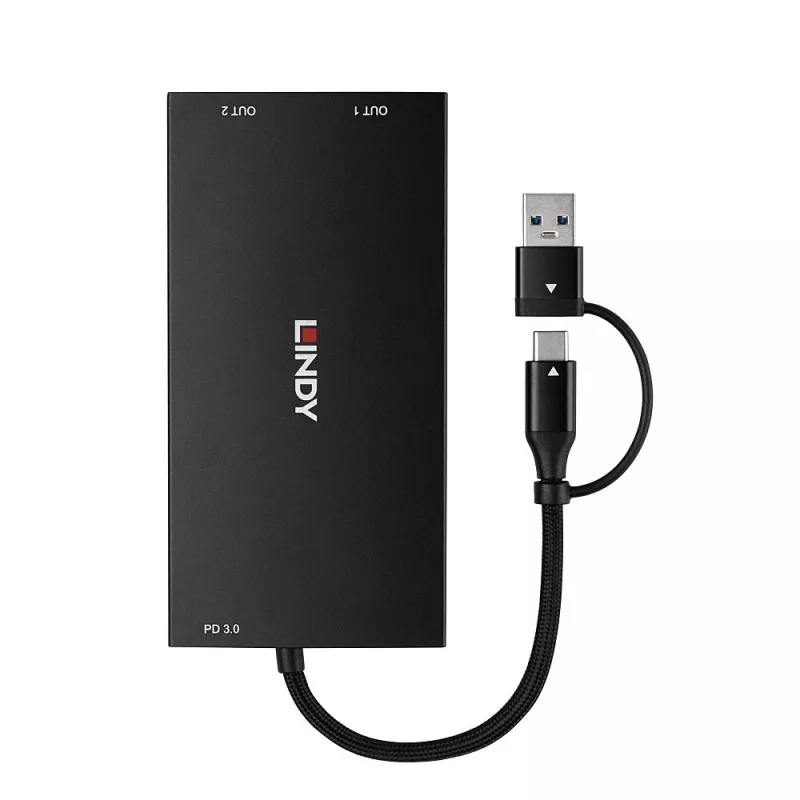 Lindy 43430 Videokabel-Adapter 0,11 m USB Type-C 2 x HDMI Schwarz