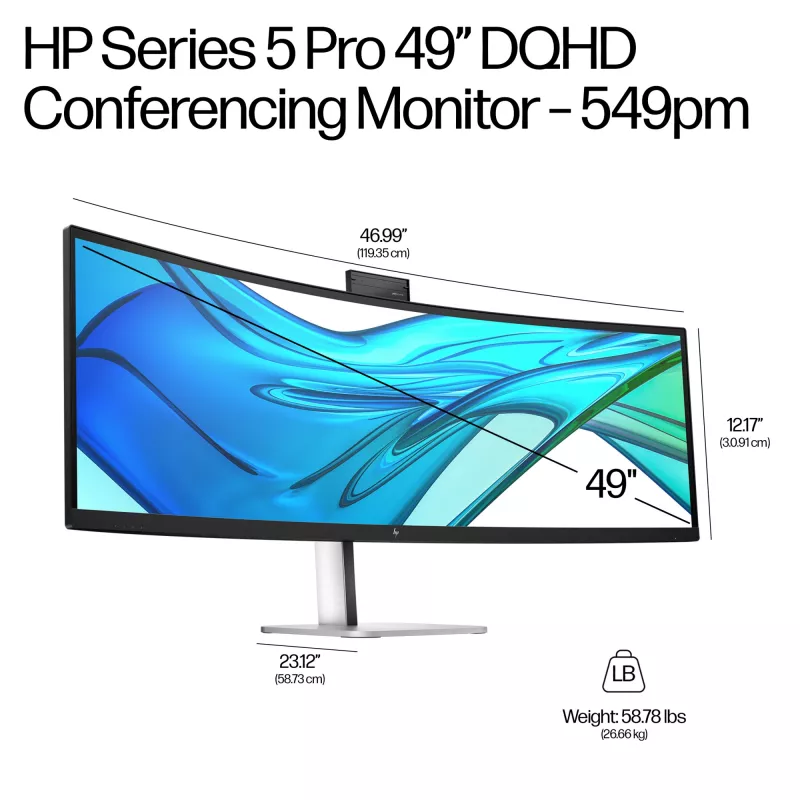 HP Series 5 Pro 49 Zoll DQHD Konferenzmonitor - 549pm, 124,5 cm (49 Zoll), 5120 x 1440 Pixel, Dual QHD, LCD, 5 ms, Schwarz