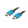 HDMI-Kabel LANBERG CA-HDMI-P20CU-0010-BK 1 m, HDMI Typ A Stecker–Stecker, HDMI 2.0, 18 Gbit/s, ARC, vergoldete Kontakte, Schwarz/Blau