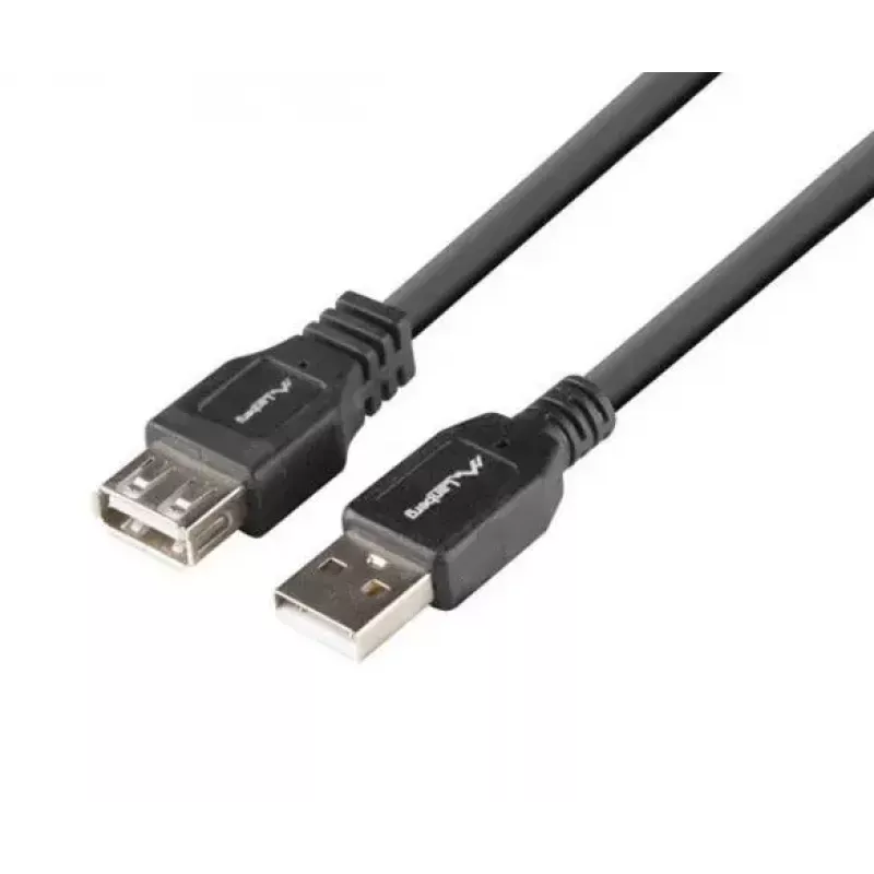 LANBERG USB-A auf USB-A Kabel 2.0, Stecker auf Buchse, 1,8 m, schwarz