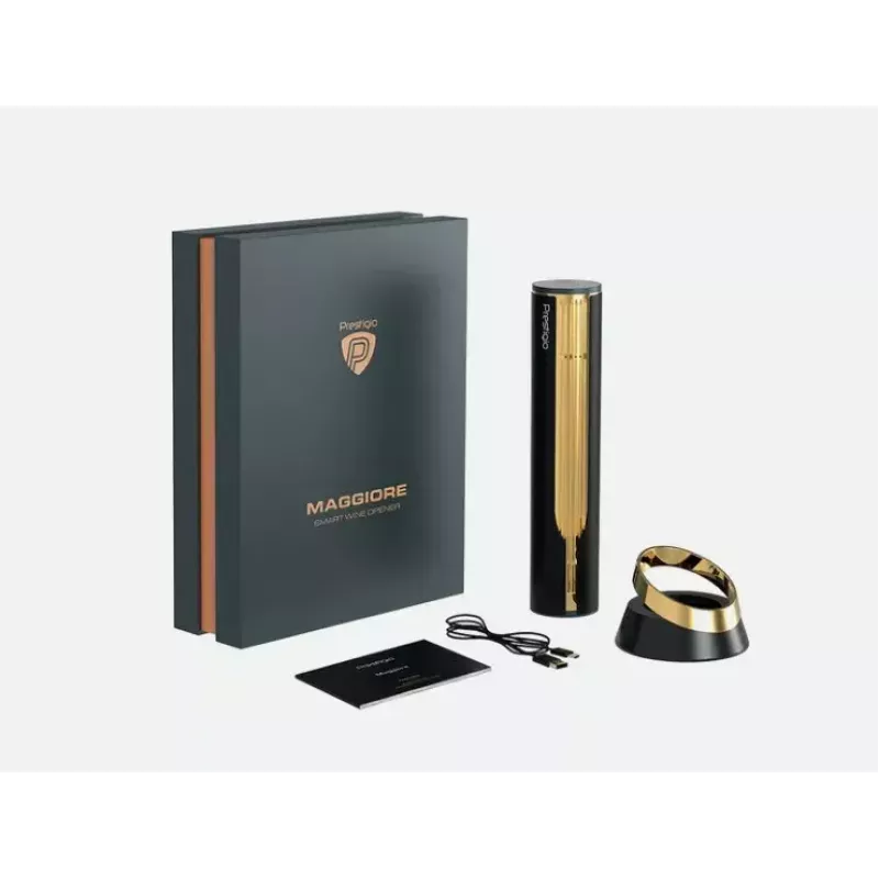 Elektrischer Weinöffner Prestigio PWO104GD, Schwarz/Gold, Höhe 228 mm, Gewicht 350 g