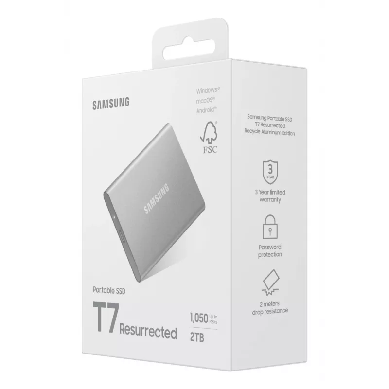 Samsung MU-PD2T0G/WW externe Solid-State-Drive 2 TB USB Type-C 3.2 Gen 2 (3.1 Gen 2) Silber