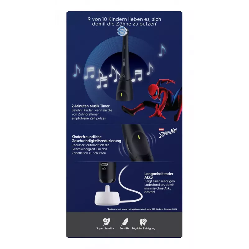 Oral-B iO Kids Spiderman Elektrische Kinderzahnbürste Schwarz
