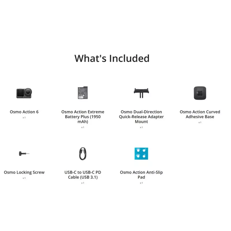 Action-Kamera DJI Osmo Action 6 Standard Combo — 38 MP CMOS, 4K Ultra HD, 155° Sichtfeld, 2-fach Digitalzoom