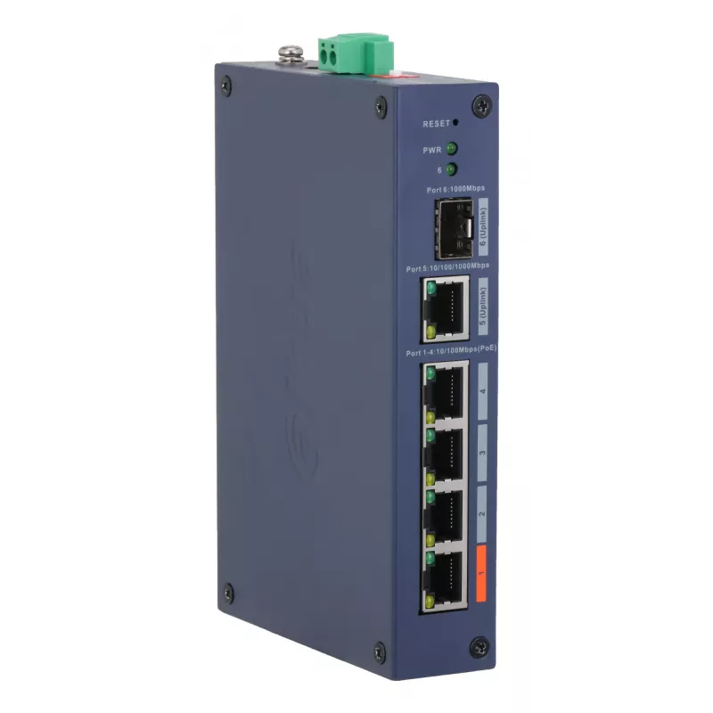 Managed Hardened Switch DAHUA CHS4106-4ET-60 — 6‑Port, 4x PoE 10/100, L2, 4,8 Gbit/s, 8000 MAC