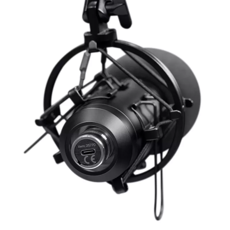 Podcast-Mikrofon TRUST GXT 270 Emita II+ — Kondensator-USB, kabelgebunden, Metallgehäuse, schwarz, 2,5 m Kabel