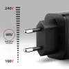 Wandladegerät AXAGON ACU-PQ67D, 67W, USB-C PD3.0 + USB-A QC4+, 2 Ausgänge, LCD-Anzeige, 100–240V