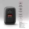 Wandladegerät AXAGON ACU-PQ67D, 67W, USB-C PD3.0 + USB-A QC4+, 2 Ausgänge, LCD-Anzeige, 100–240V