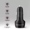 Auto-Ladegerät AXAGON PWC-PQ48, 48 W, USB-C (PD3.0) + USB-A (QC4+), Eingang 12–24 V, Schwarz
