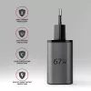 Netzteil AXAGON ACU-PQ67, 67W, PD3.0 + QC4+, 1x USB-C + 1x USB-A, 100–240V, grau/schwarz