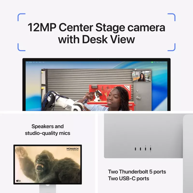 Monitor Apple Studio Display 27 Zoll (68,6 cm) 5K Ultra HD LED, Nanotexturglas, VESA-Halterungsadapter, Silber