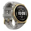 Smartwatch Amazfit T-rex 3 Pro 44 mm, 1,32 Zoll AMOLED 466×466, 16 GB, 64 MB RAM, GPS, Wi‑Fi, wasserdicht bis 45 m, Goldgehäuse, Graues Silikonarmband