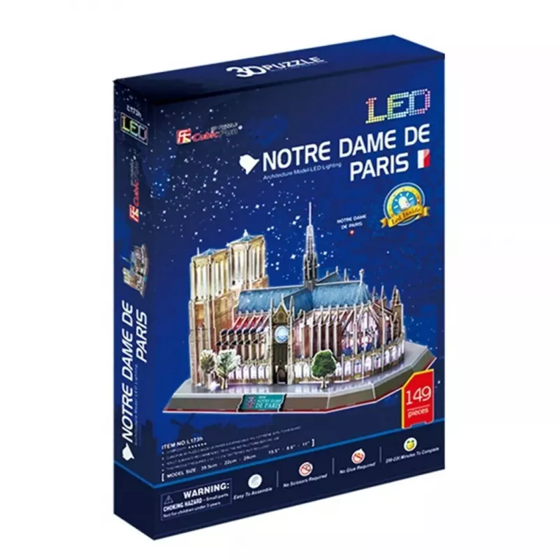 3D Puzzle CubicFun Notre Dame (Licht) — Modell DA-20509, leichte beleuchtete Ausgabe