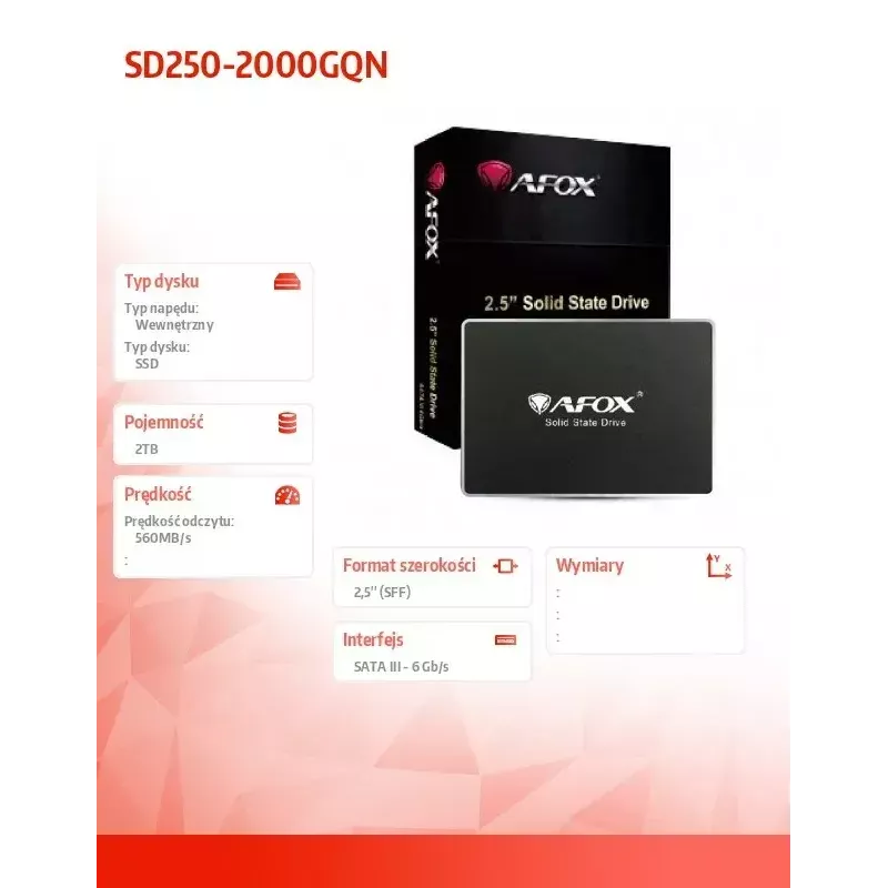 SSD-Festplatte AFOX 2 TB 2,5 Zoll SATA SD250-2000GQN