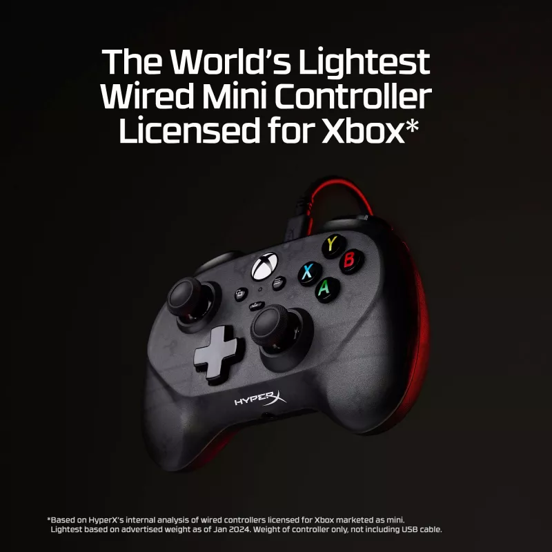 HyperX Clutch Tanto Mini WD Gaming Controller, Joystick, Xbox, Xbox One, Kabelgebunden, USB, Schwarz, 2,95 m