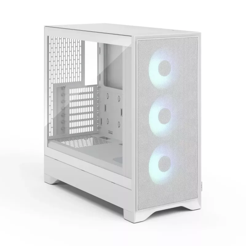 Fractal Design Pop 2 Air White TG RGB Midi Tower PC-Gehäuse – ATX/Micro-ATX/Mini-ITX, gehärtetes Glas, 3x120-mm-Frontlüfter