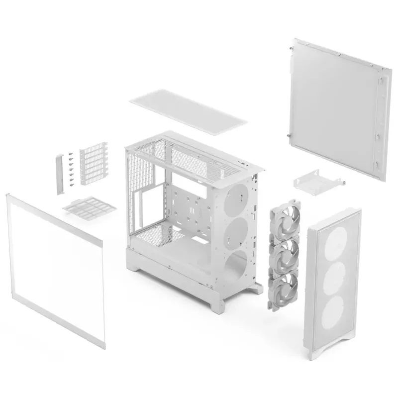 Fractal Design Pop 2 Air White TG RGB Midi Tower PC-Gehäuse – ATX/Micro-ATX/Mini-ITX, gehärtetes Glas, 3x120-mm-Frontlüfter