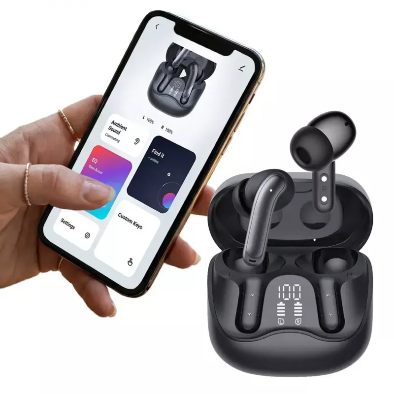 Kabellose In-Ear-Kopfhörer Audiocore AC591 PRO — hybrides ANC, ENC, 6 Mikrofone, USB‑C-Ladung, bis zu 9 Std. Wiedergabe, Tuya-kompatibel, schwarz