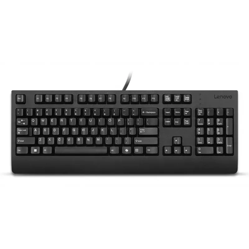 Kabelgebundene Full-Size-USB-Tastatur Lenovo 4Y41R64588 — US-Englisch, 104 Tasten, Kolbenschalter, 2 m Kabel, Schwarz