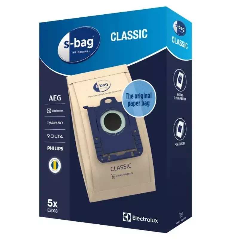 Staubbeutel Electrolux E200S für Universalstaubsauger, 5er-Pack, blau/grau