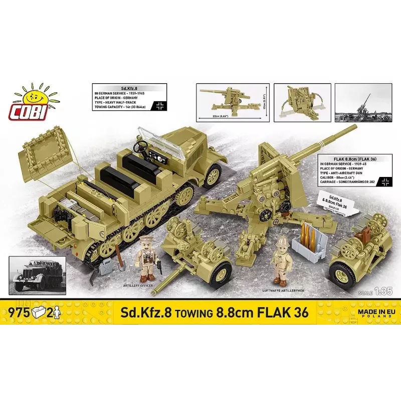 Cobi Blocks Sd.Kfz.8 mit 8,8 cm Flak 36 Baukasten, 975 Teile