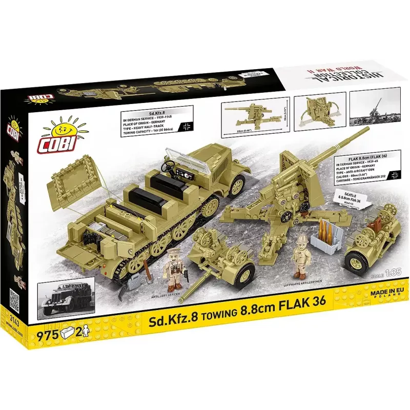 Cobi Blocks Sd.Kfz.8 mit 8,8 cm Flak 36 Baukasten, 975 Teile