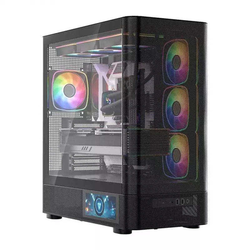 PC-Gehäuse MODECOM VOLCANO AQ400 ARGB MIDI Schwarz — MODECOM MC-A-AQ400-4FA-B
