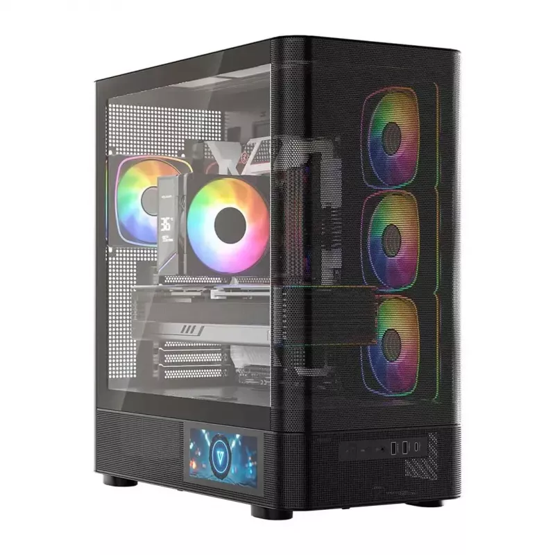 PC-Gehäuse MODECOM VOLCANO AQ400 ARGB MIDI Schwarz — MODECOM MC-A-AQ400-4FA-B