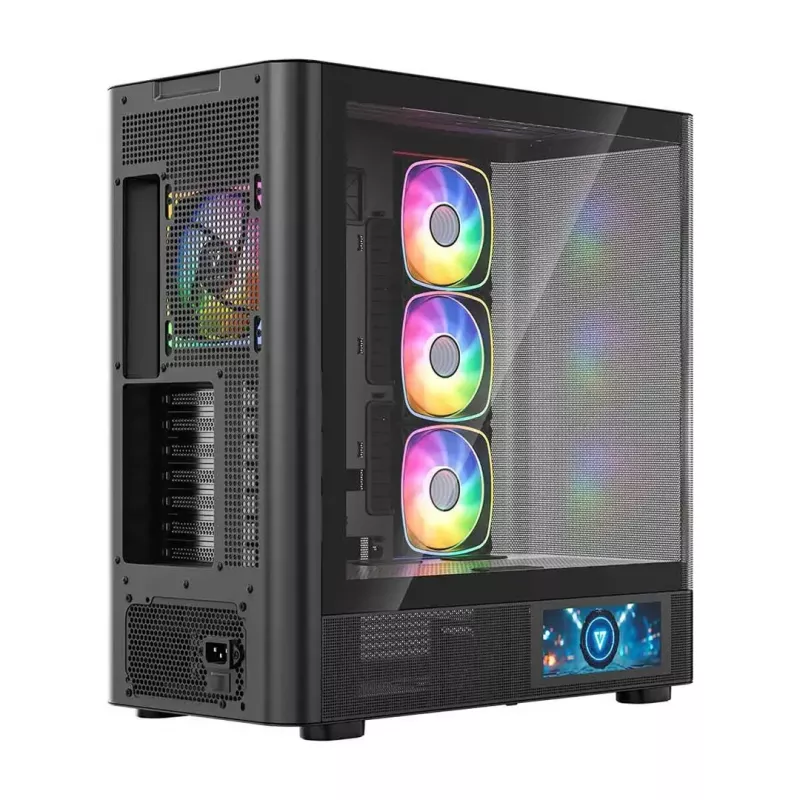 PC-Gehäuse MODECOM VOLCANO AQ400 ARGB MIDI Schwarz — MODECOM MC-A-AQ400-4FA-B
