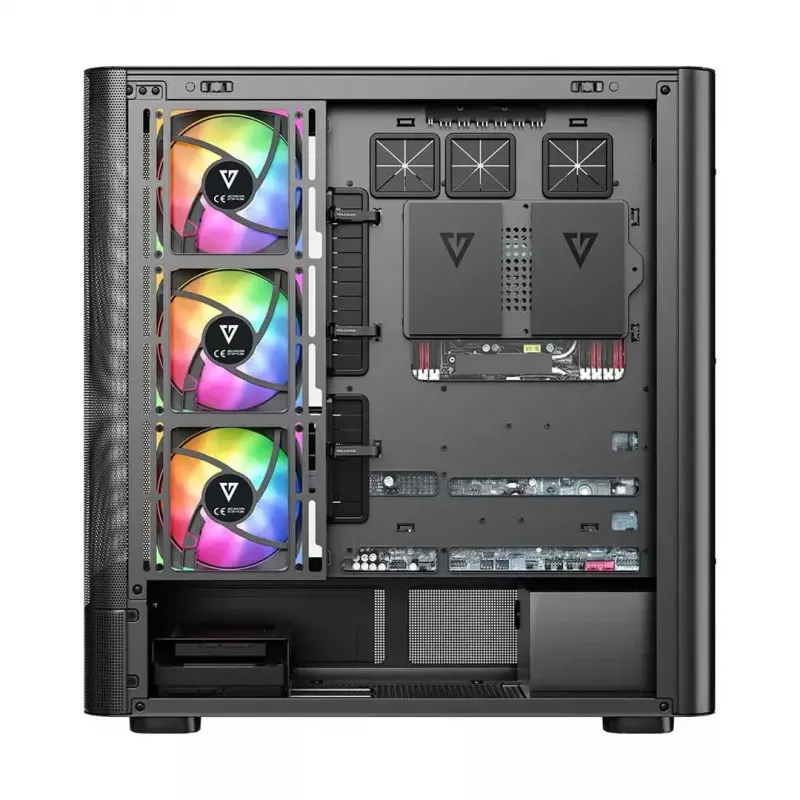 PC-Gehäuse MODECOM VOLCANO AQ400 ARGB MIDI Schwarz — MODECOM MC-A-AQ400-4FA-B