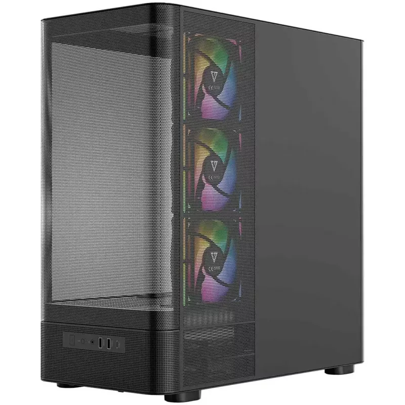 PC-Gehäuse MODECOM VOLCANO AQ400 ARGB MIDI Schwarz — MODECOM MC-A-AQ400-4FA-B