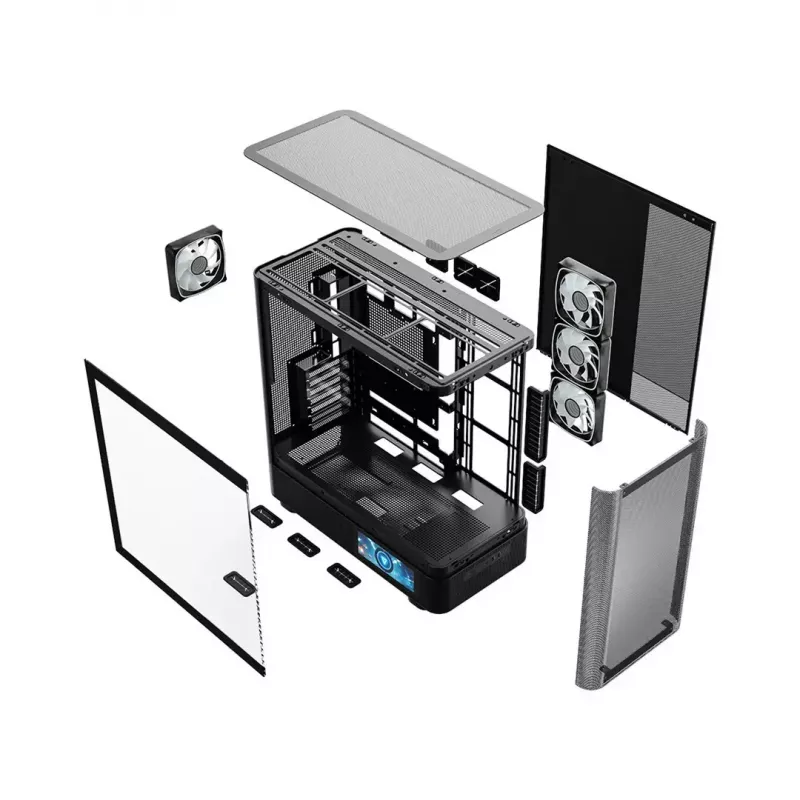 PC-Gehäuse MODECOM VOLCANO AQ400 ARGB MIDI Schwarz — MODECOM MC-A-AQ400-4FA-B