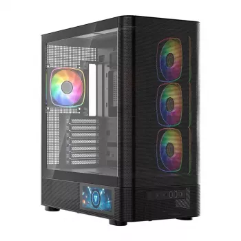 PC-Gehäuse MODECOM VOLCANO AQ400 ARGB MIDI Schwarz — MODECOM MC-A-AQ400-4FA-B