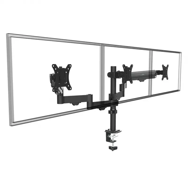 Monitorhalterung MACLEAN MC-137 — Gasdruckfeder, für 3 Monitore 17 Zoll–27 Zoll, je 2–8 kg, schwarz