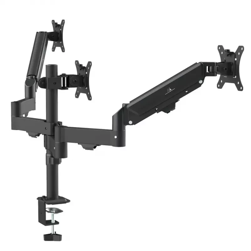 Monitorhalterung MACLEAN MC-137 — Gasdruckfeder, für 3 Monitore 17 Zoll–27 Zoll, je 2–8 kg, schwarz