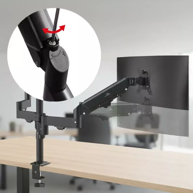Monitorhalterung MACLEAN MC-137 — Gasdruckfeder, für 3 Monitore 17 Zoll–27 Zoll, je 2–8 kg, schwarz