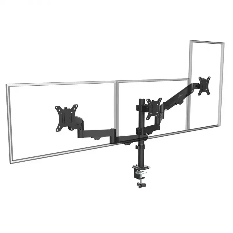 Monitorhalterung MACLEAN MC-137 — Gasdruckfeder, für 3 Monitore 17 Zoll–27 Zoll, je 2–8 kg, schwarz