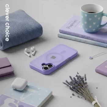Crong Hybrid Matte Magnetic MagSafe Hülle für iPhone 17 — Transluzentes Lavendel, PC+TPU