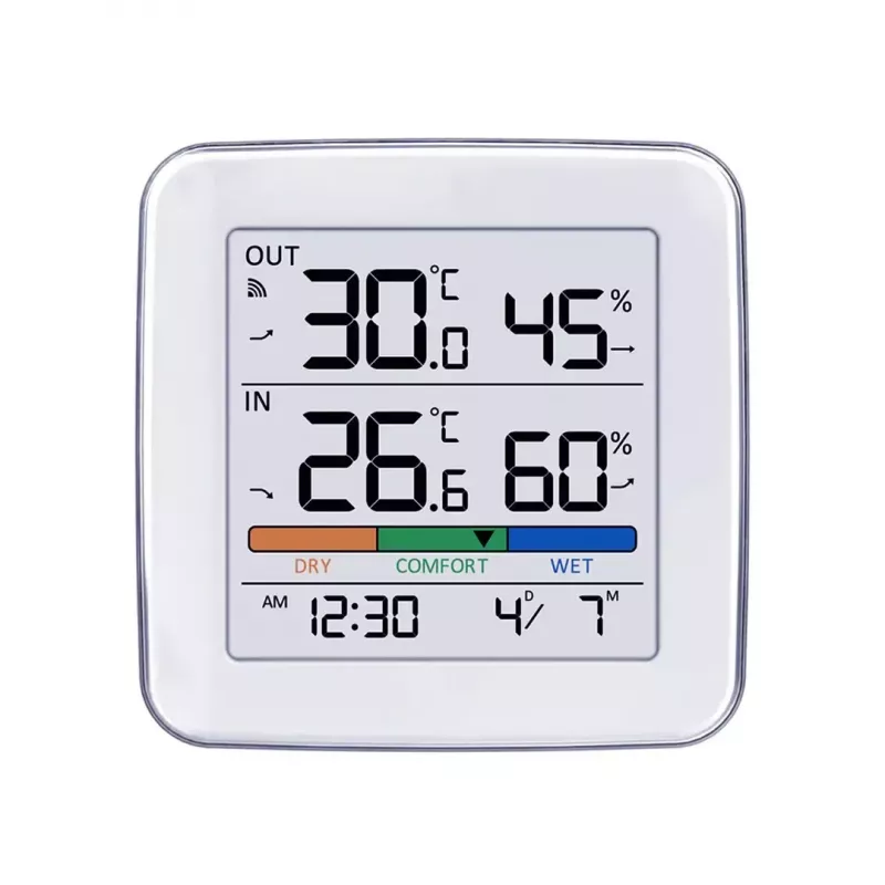 Funkwetterstation GreenBlue GB169 — Innen-/Außentemperatur & Luftfeuchtigkeit, Uhr, Alarm, Reichweite bis zu 60 m, °C/°F wählbar