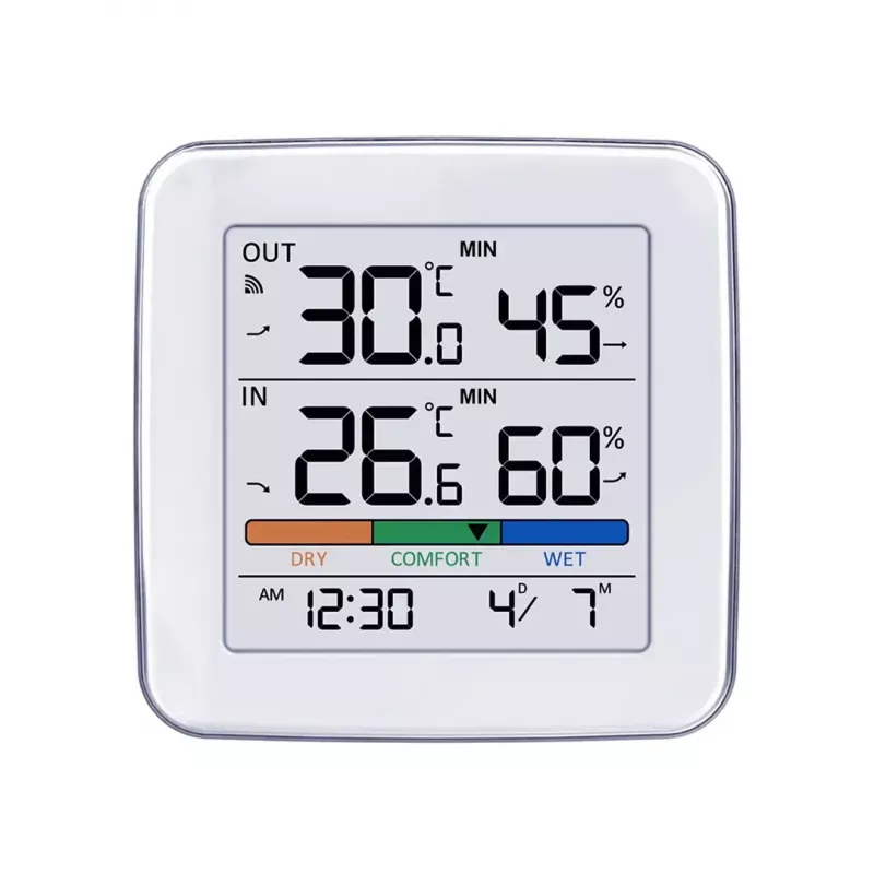 Funkwetterstation GreenBlue GB169 — Innen-/Außentemperatur & Luftfeuchtigkeit, Uhr, Alarm, Reichweite bis zu 60 m, °C/°F wählbar