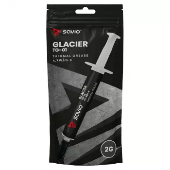 Wärmeleitpaste SAVIO TG-01 2G — Wärmeleitfähigkeit 4,7 W/m·K, 2 ml, grau/schwarz