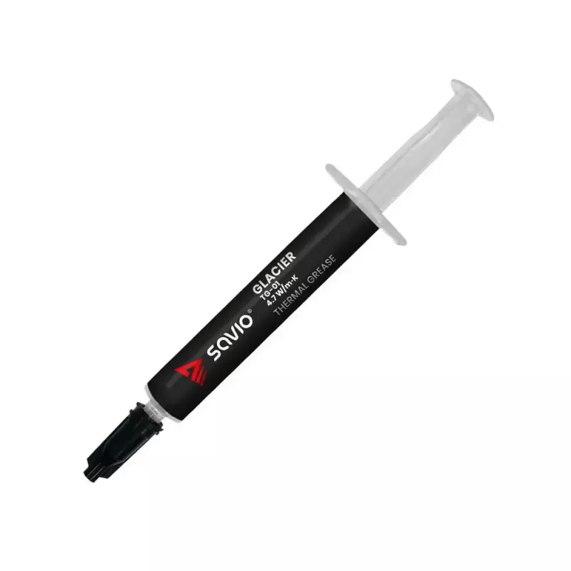 Wärmeleitpaste SAVIO TG-01 2G — Wärmeleitfähigkeit 4,7 W/m·K, 2 ml, grau/schwarz