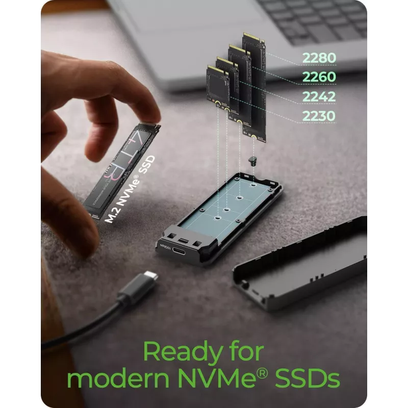ICY BOX M.2 NVMe SSD-Gehäuse mit USB 3.2 Gen 2 Type-C und RGB-Beleuchtung