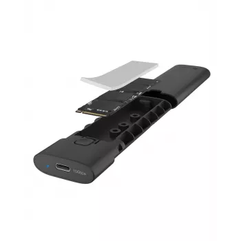 ICY BOX M.2 NVMe-Gehäuse mit USB 3.2 Gen 2 Type-C, SSD-Gehäuse, M.2, PCI Express, 10 Gbit/s, Hot-Swap, Schwarz