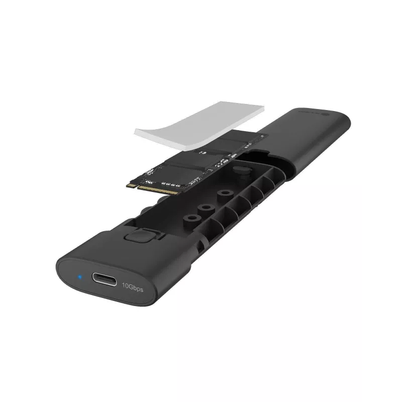 ICY BOX M.2 NVMe-Gehäuse mit USB 3.2 Gen 2 Type-C, SSD-Gehäuse, M.2, PCI Express, 10 Gbit/s, Hot-Swap, Schwarz